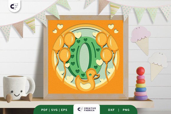 Baby Alphabet O Monogram 3D Papercut SVG