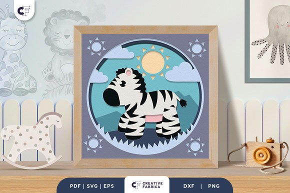 Baby Zebra Nursery Room 3D Shadow Box