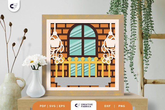 Balcony Flowers 3D Shadow Box Paper Cut: A 3D SVG for Editorial Floral Compositions