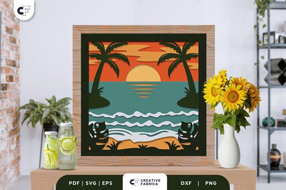 Beach Landscape 3D Layered Papercut: A Summer 3D SVG Review