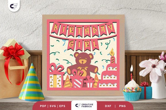 Birthday Party 3D Light Box Paper Cut