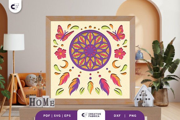 Bohemian Dreamcatcher 3D Shadow Box SVG