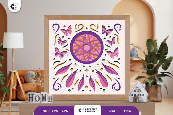 Butterfly Dreamcatcher 3D Shadow Box SVG for Ornaments
