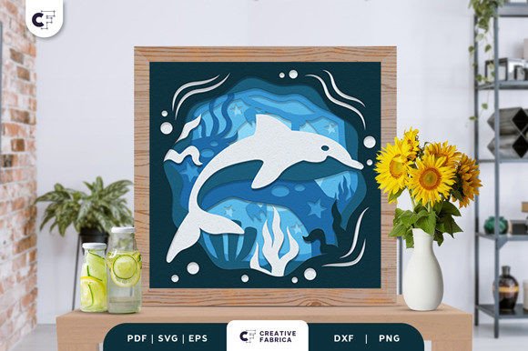 Dolphin Underwater 3D Shadow Box SVG Review