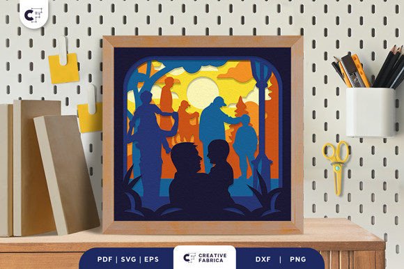 Father and Son 3D Shadow Box Paper Cut for Father S Day