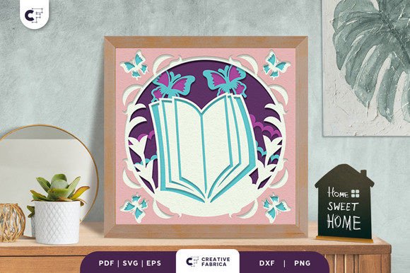 Floral Book 3D Shadow Box Paper Cut SVG