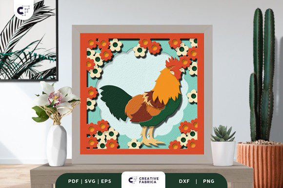 Floral Farm Animal 3D Shadow Box SVG
