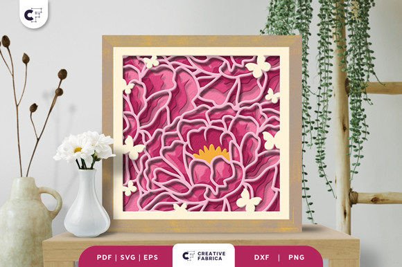 Floral Garden 3D Shadow Box SVG for Seasons