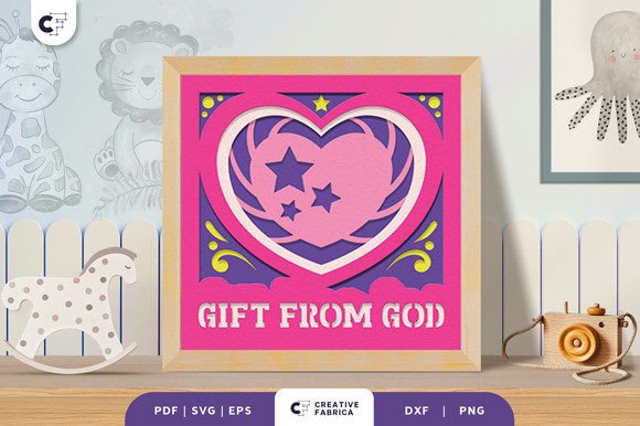 Gift from God 3D Shadow Box: 3D SVG for Baby Decor