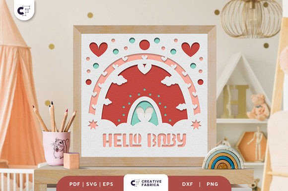 Hello Baby Boho Rainbow 3D Papercut