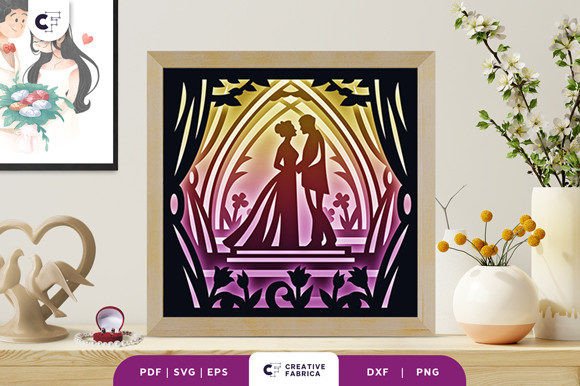Intricate Wedding Scene 3D Shadow Box: A 3D SVG Review for Table Decorations