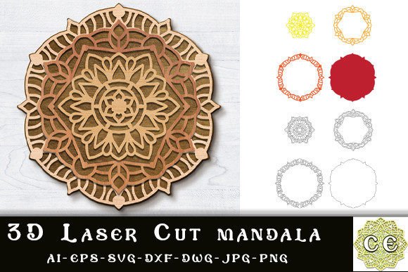 Modern 3D Laser Cut Mandala for Laser Cutting and Wall Decor