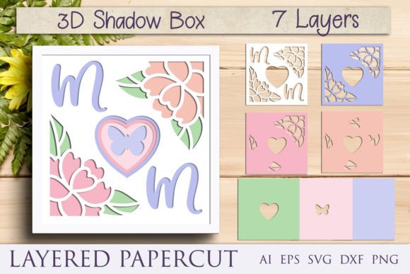 Mom Shadow Box Svg, Mothers Day 3d Paper