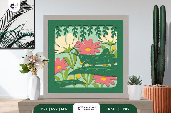 Spring Grasshoper 3D Shadow Box Papercut: A Seasonal Branding Asset Review