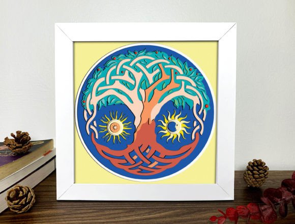 Sun and Moon Tree Shadow Box 3D Svg Review