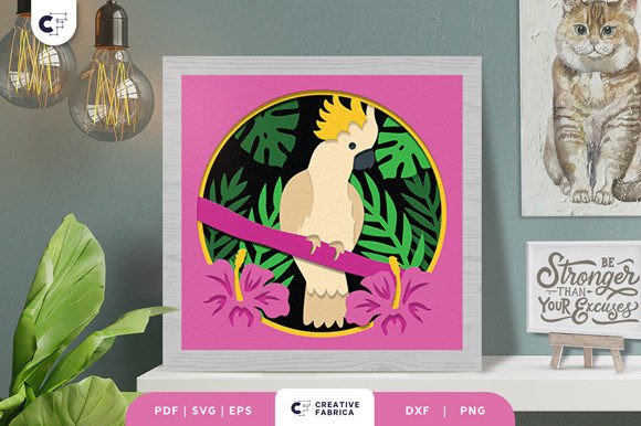 Tropical Cockatoo 3D Shadow Box: A 3D SVG for Organic Brand Identity