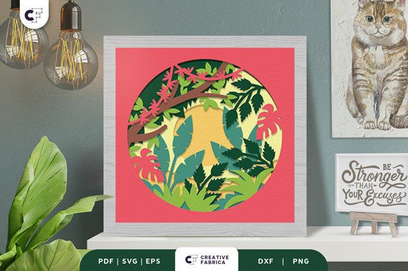 Tropical Forest 3D Paper Cut Light Box: 3D SVG for Other Crafts