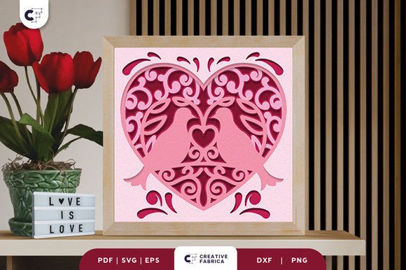 Valentines Heart 3D Shadow Box SVG