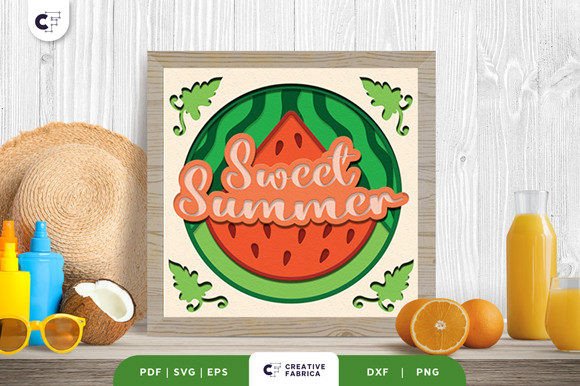 Watermelon 3D Shadow Box Paper Cut SVG