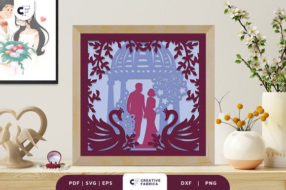 Wedding Ceremony 3D Paper Cut SVG for Table Decorations